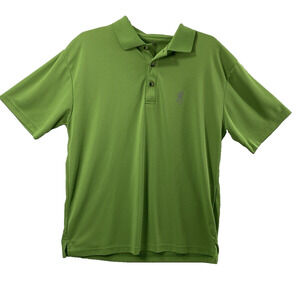Browning Polo Shirt Mens Medium Short Sleeve Green Casual‎ Deer Logo